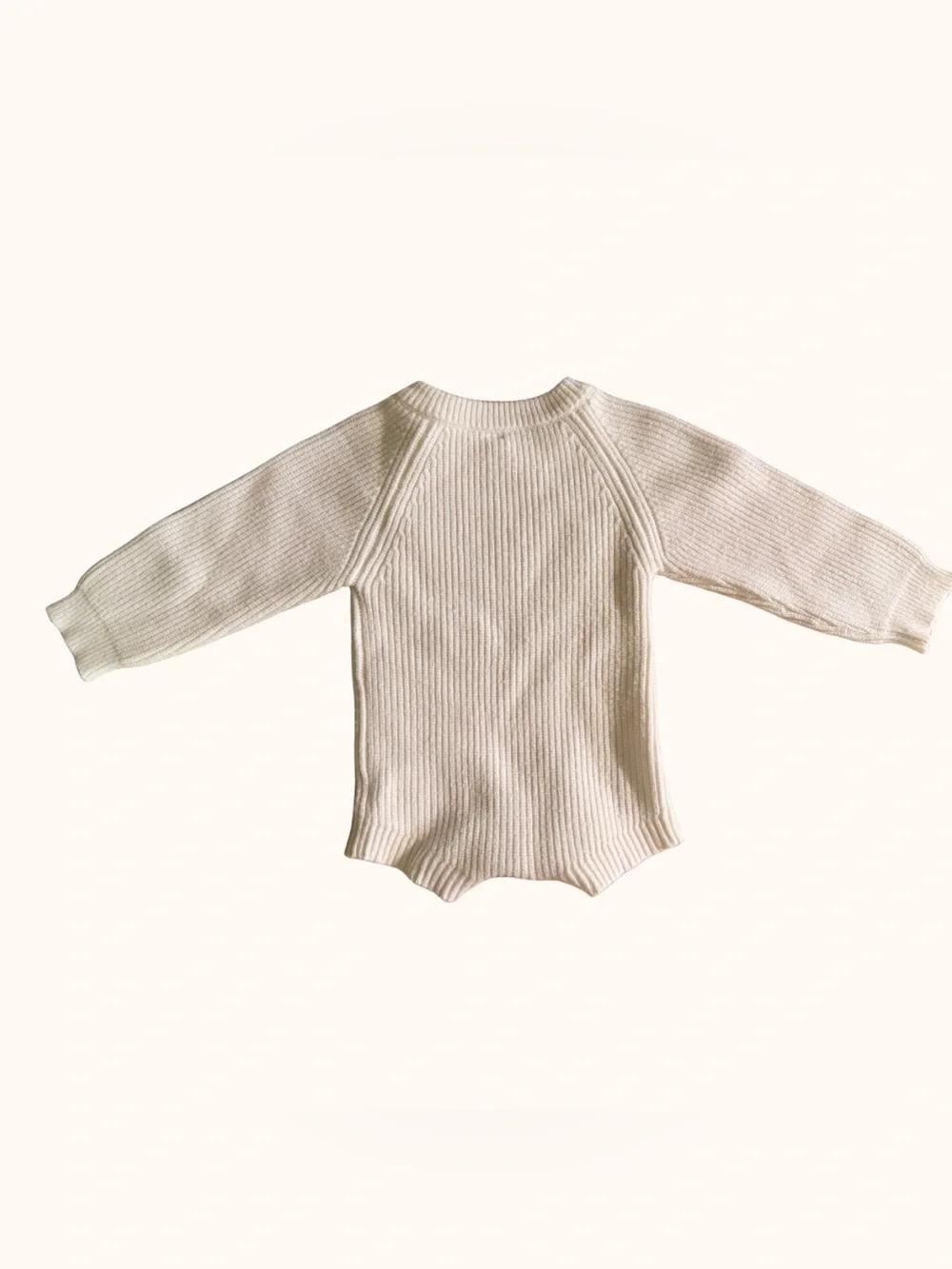 SHEIN Knit Button-Shoulder One-Piece Rompers in Cream and Brown